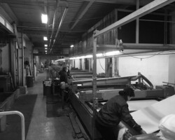 最大15色。タオルケット、大判タオル、スポーツタオル、マフラータオル等の最大~大型アイテムの生産ライン